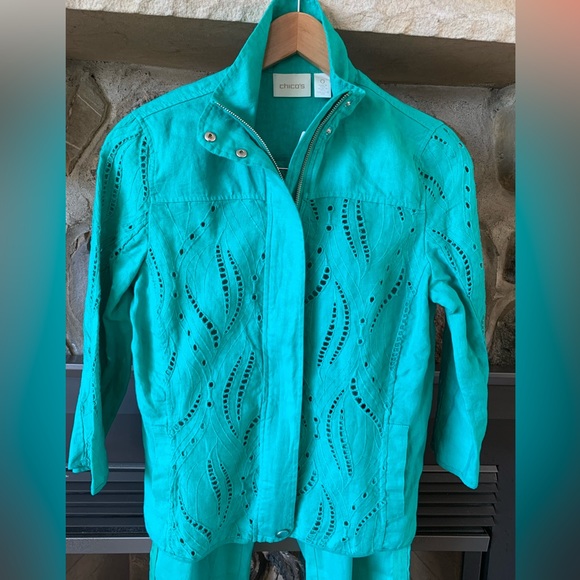 Chicos Eyelet Linen Jacket - Picture 6 of 15